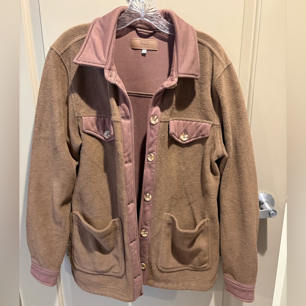 Brown Button-Up Fleece Jacket